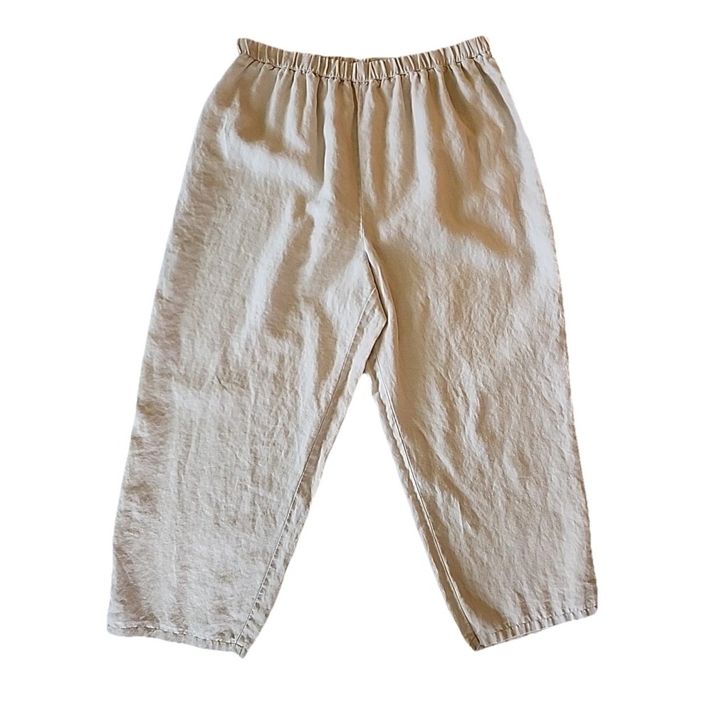 Chelsea Studio Womens Linen Wide Leg Pants Sz 20 Ivory Beachy Resort Lagenlook - Picture 3 of 10